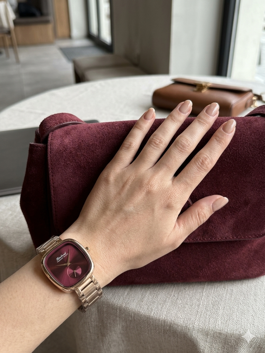 Montre Femme Binbond - Boîtier Carré "Vintage Glam" & Cadran Bordeaux Intense
