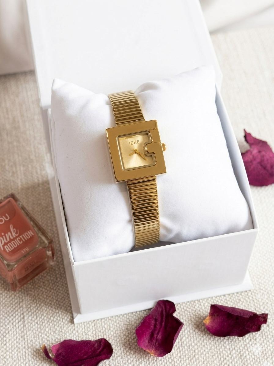 Montre IEKE Carrée- Edition Gold Mesh