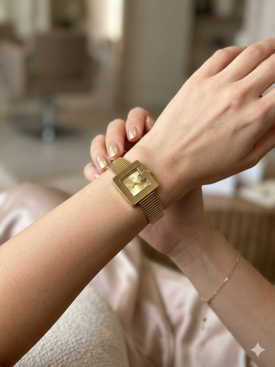 Montre IEKE Carrée- Edition Gold Mesh